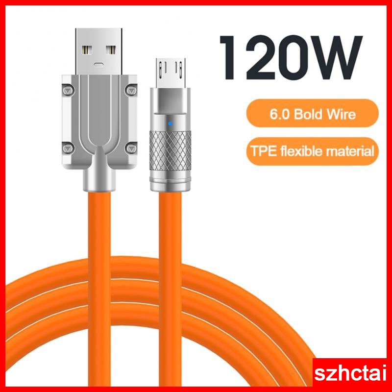 120W 6A Super Fast Charge Micro Android Liquid Silicone Cable Quick ...