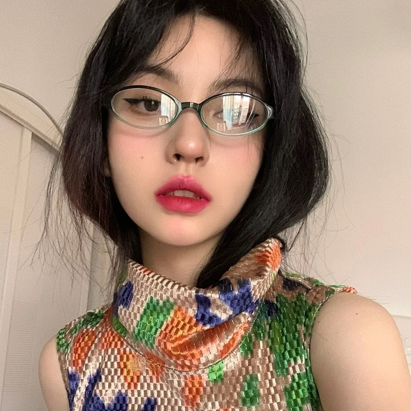 Retro Small Frame Glasses -1.0-1.5-2.0-2.5-3.0-3.5-4.0° Elliptical Flat ...