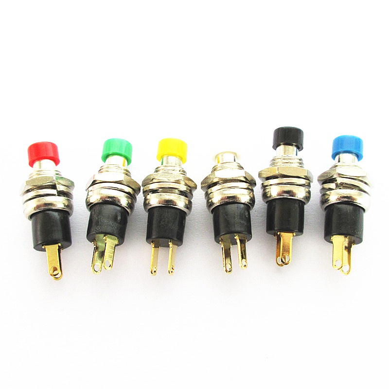 P PB05B Self-Reset Small Push Button Switch PBS-110 Hole 7MM Reset Gold ...