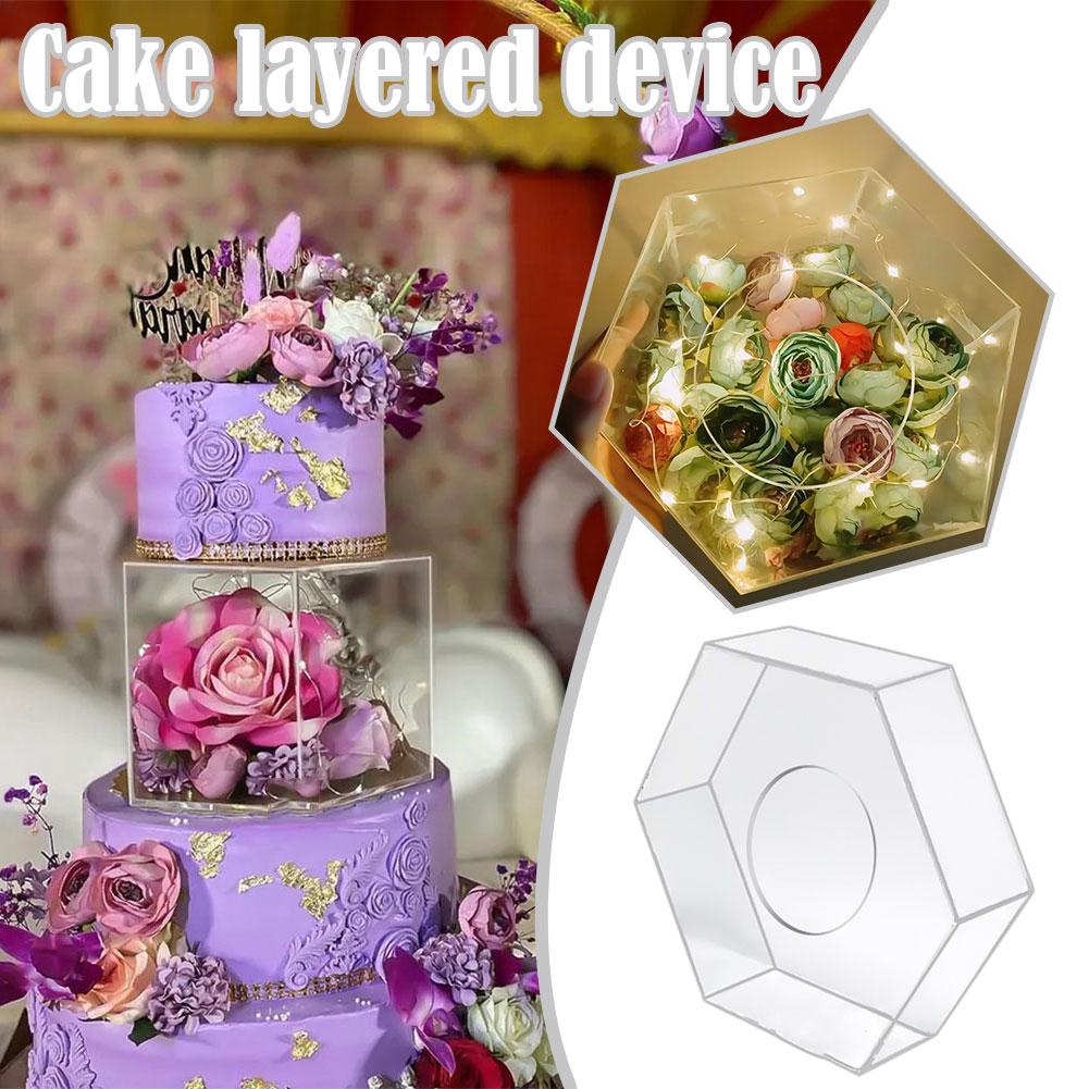 Acrylic Cake Rack Transparent Color Hexagon Fillable Separator Cake ...
