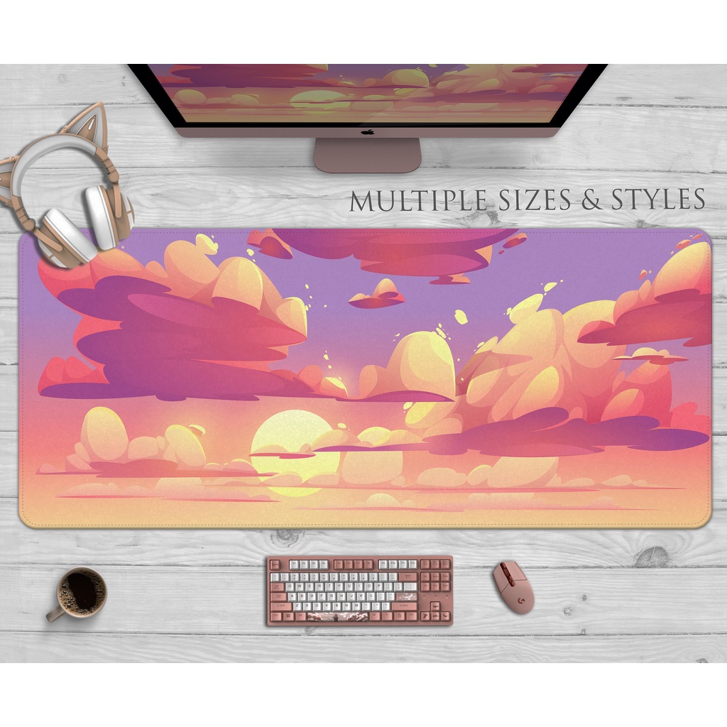 Sunset Sky Desk Mat Anime, Aesthetic Gaming Mousepad, XXL Desk Pad, Sky ...