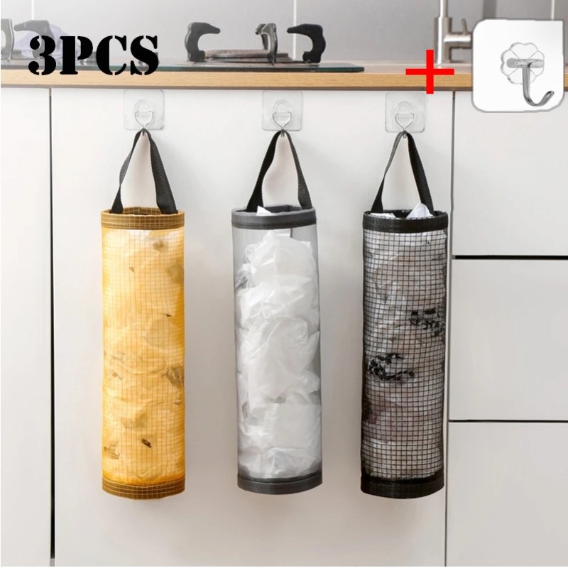 3 Pcs Plastic Bag Holder Trash Bags Storage Dispenser Organizer for