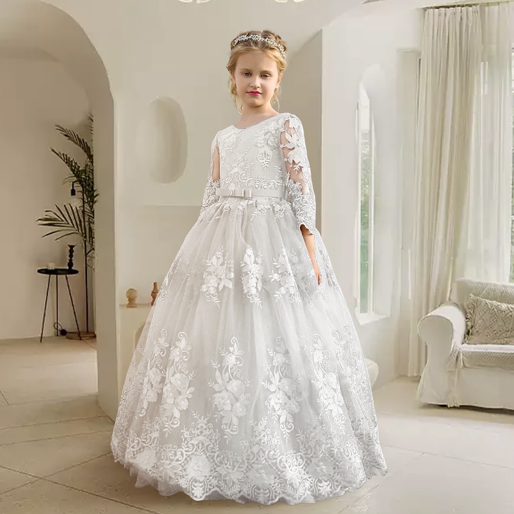 Girls party dress 12 to 14 years First Communion Dresse Children Lace ...