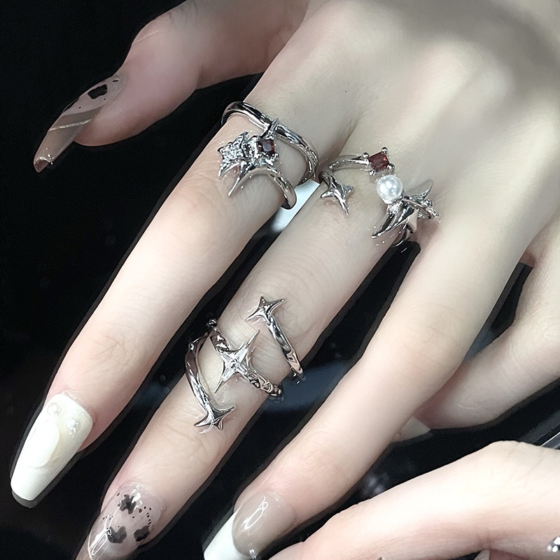 Cosmic Star Manger Ring for Girls New Light Luxury French Zircon Small ...