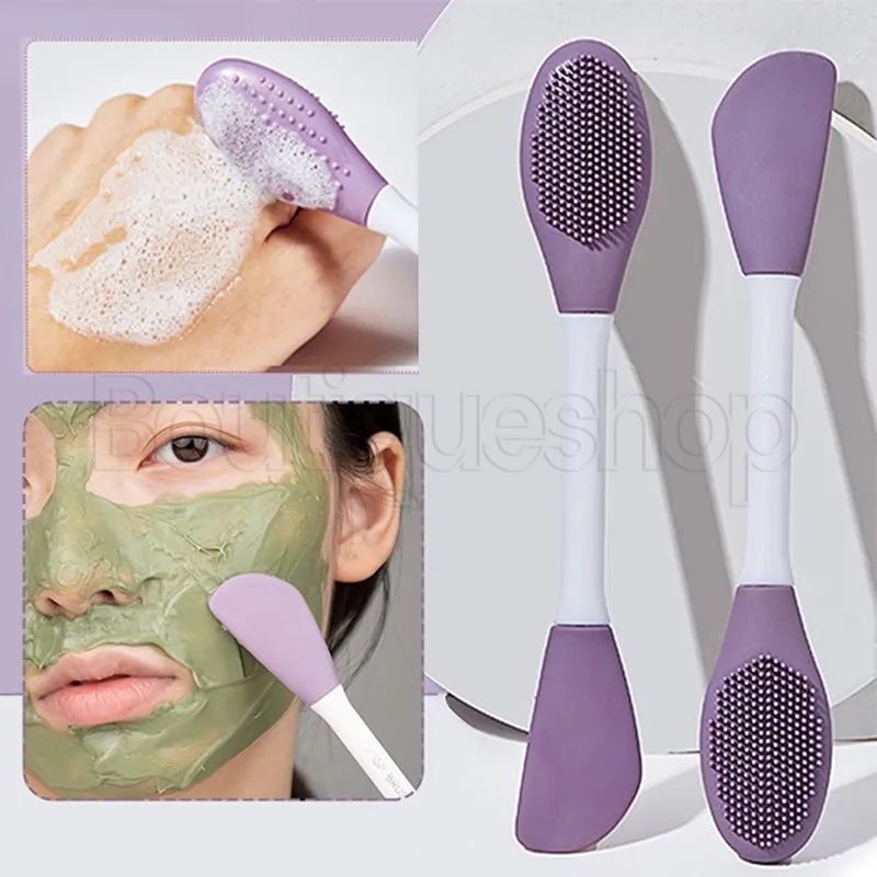 Double Head Silicone Facial Mask Brush / Soft Flat Head Professional ...