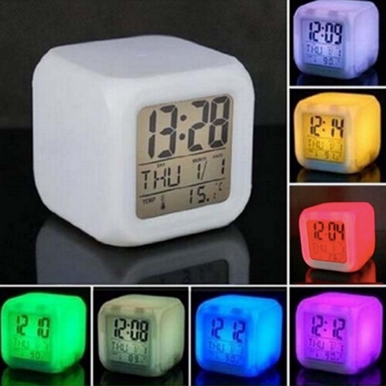 FORTUNPLAZA LED 7 Color Changing Digital Clock Display Table Alarm