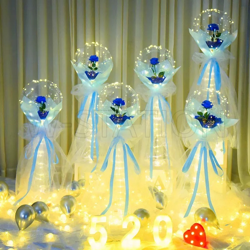 [Valentine's Day]Luminous Balloon LED Rose Bouquet Balloon Transparent