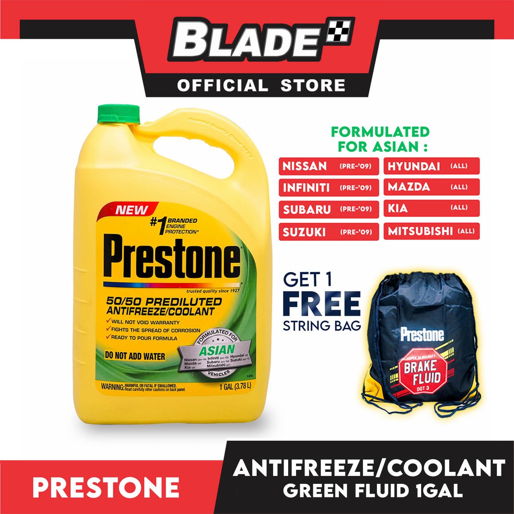 Prestone 50/50 Prediluted Antifreeze/Coolant (Green) 1 Gallon for Asian