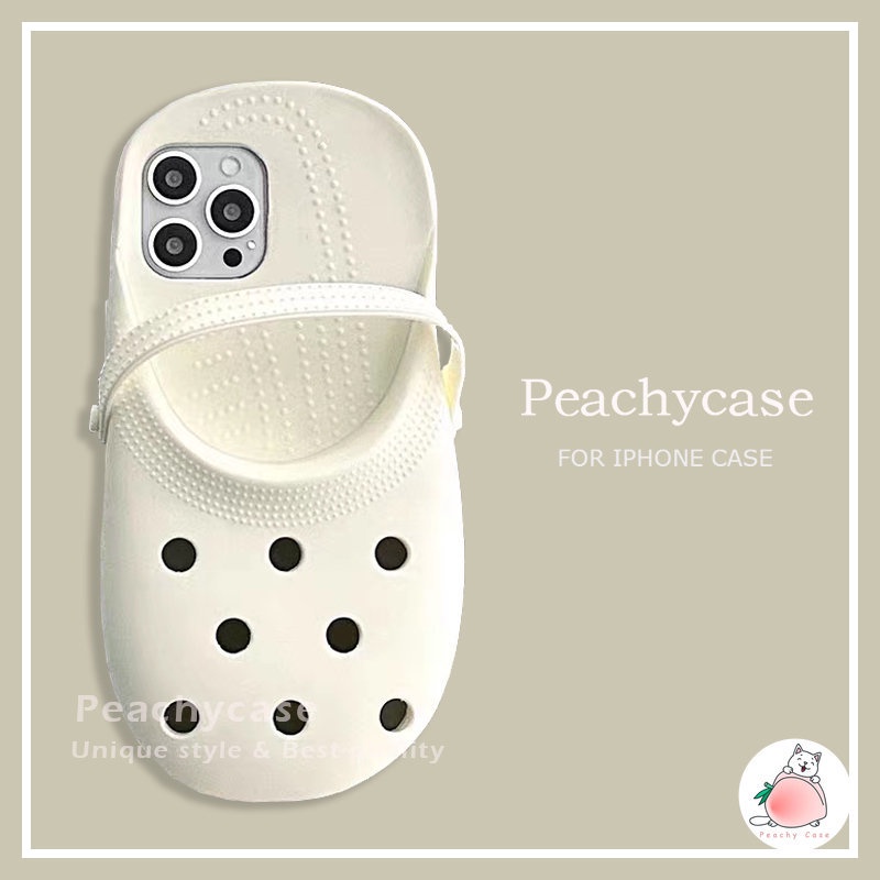 Funny White Crocs Slipper Silicone Phone Case for iPhone 15 14 13 12
