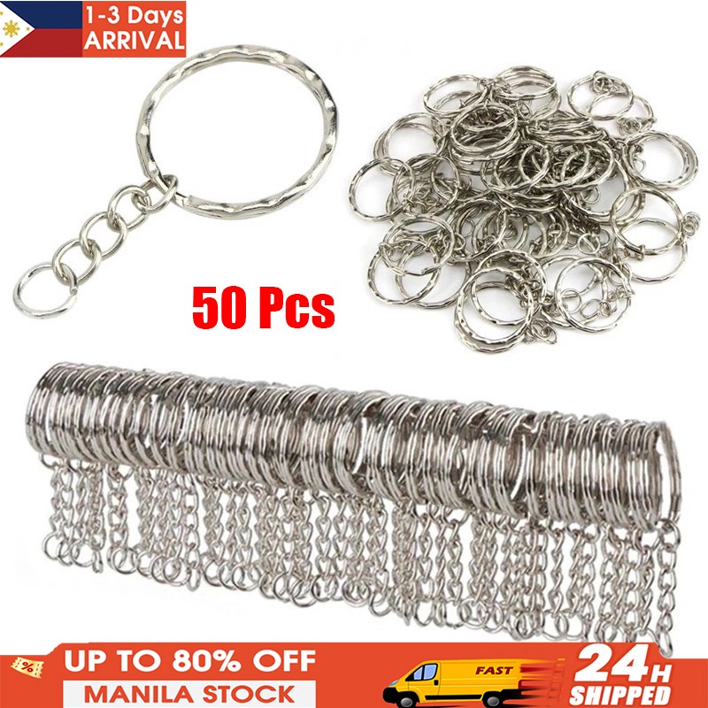 50Pcs Buckles Metal Blank Keyring DIY Pendants Adjustable Keychain ...