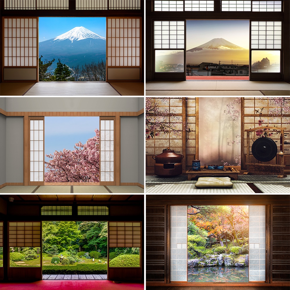 Photography Backdrop Sliding Doors Beautiful Scenery Garden Kid Baby ...