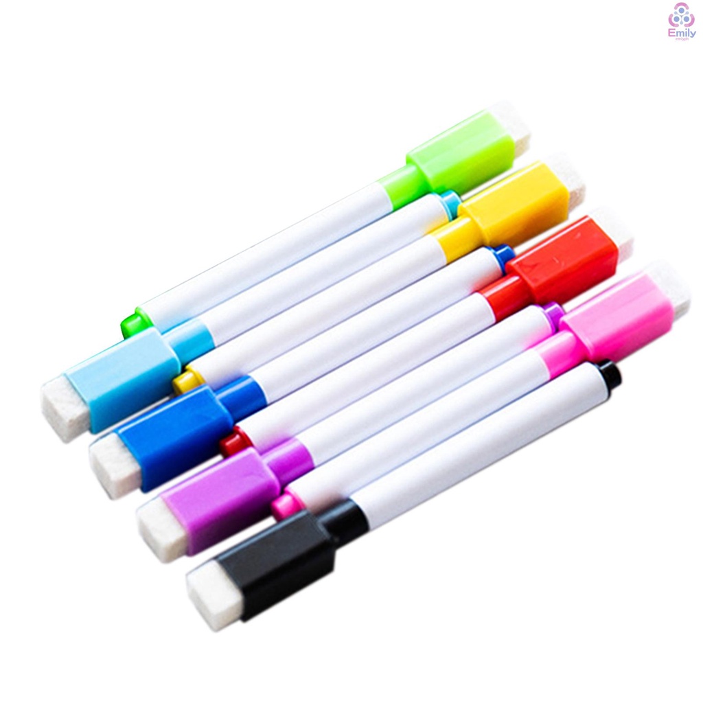 8 Colors Dry Erase Markers with Eraser Cap Home Office Classroom