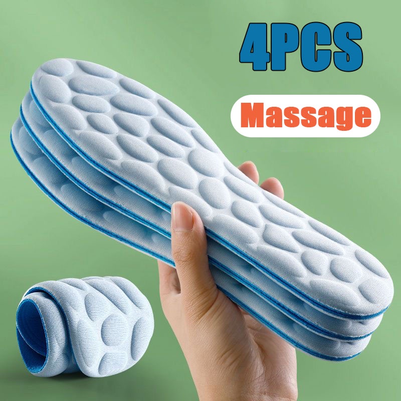 2 Pairs EVA Pebble Insoles Scalable Deodorant Breathable Cushion Run ...