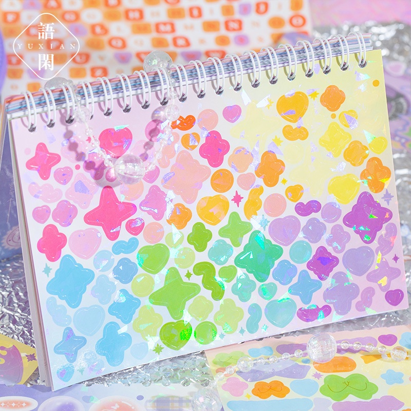 Starry Starry Two Bounce Goo Card Coil Stickers ins cute bubble love ...