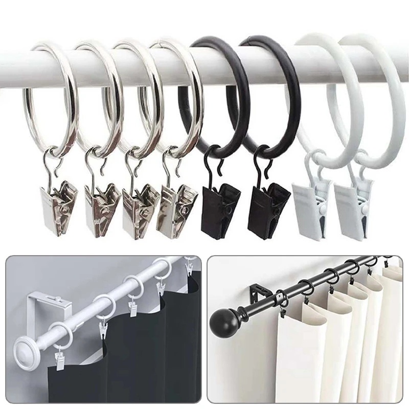 10Pcs Iron Curtain Clips with Hook / Curtain Rods Metal Hanging Clip