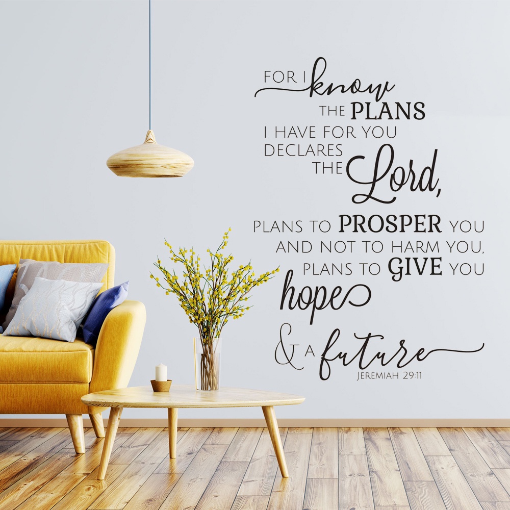 Jeremiah 29:11 Bible Verse Wall Vinyl Stickers Art Chrisitian Bible ...