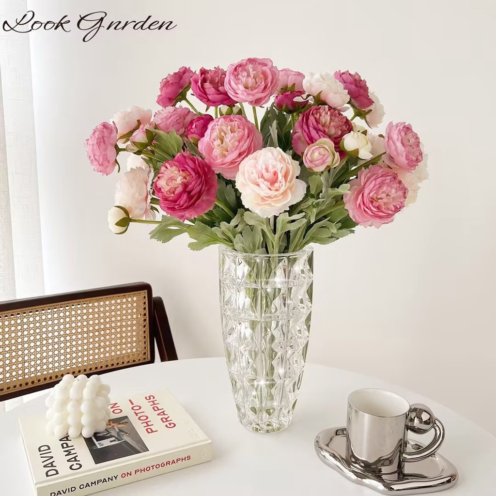 Artificial Flower Bouquet Rose Wedding Hydrangea Peony Fake Flowers