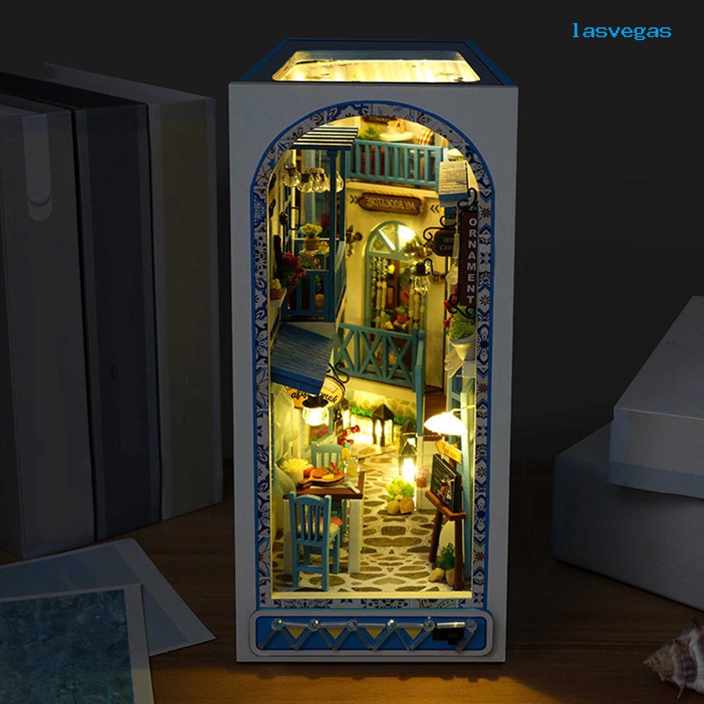 LPH Mini Book House DIY Wooden Book Nook Shelf Insert Miniature ...