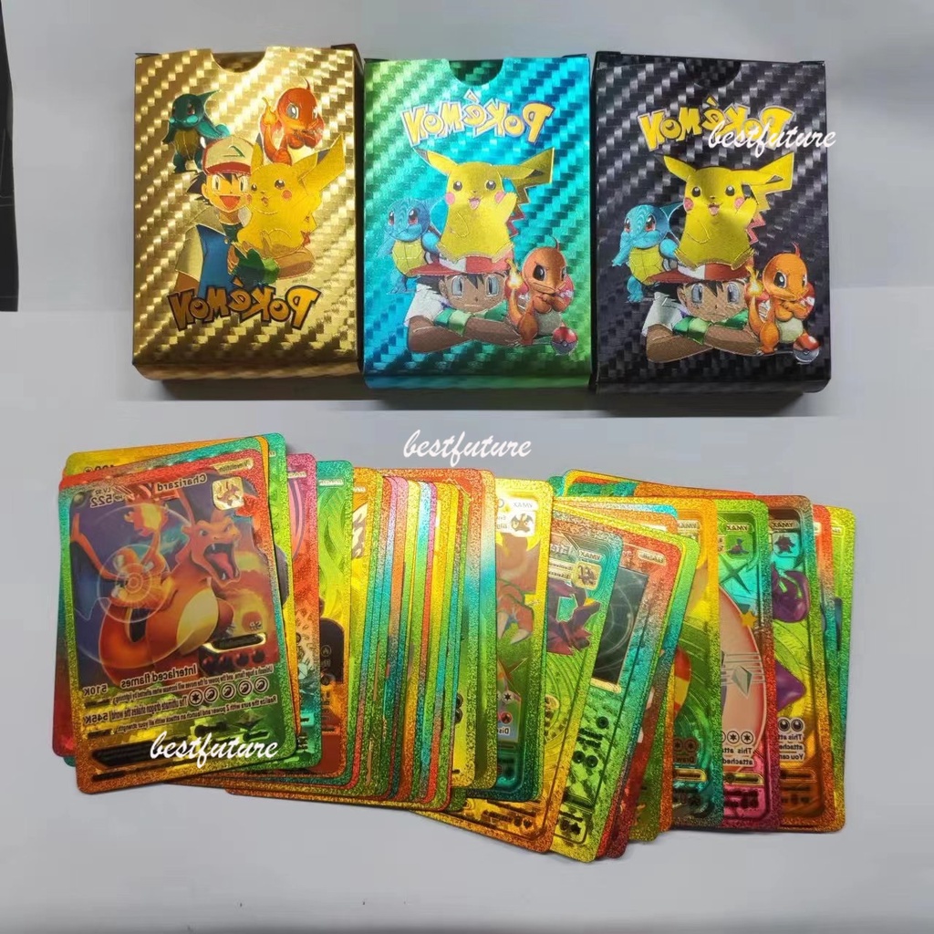 55 PCS Pokemon Cards Gold Foil Silver Color Vmax GX Energy Card Game  Collection Child Toys | Shopee Philippines