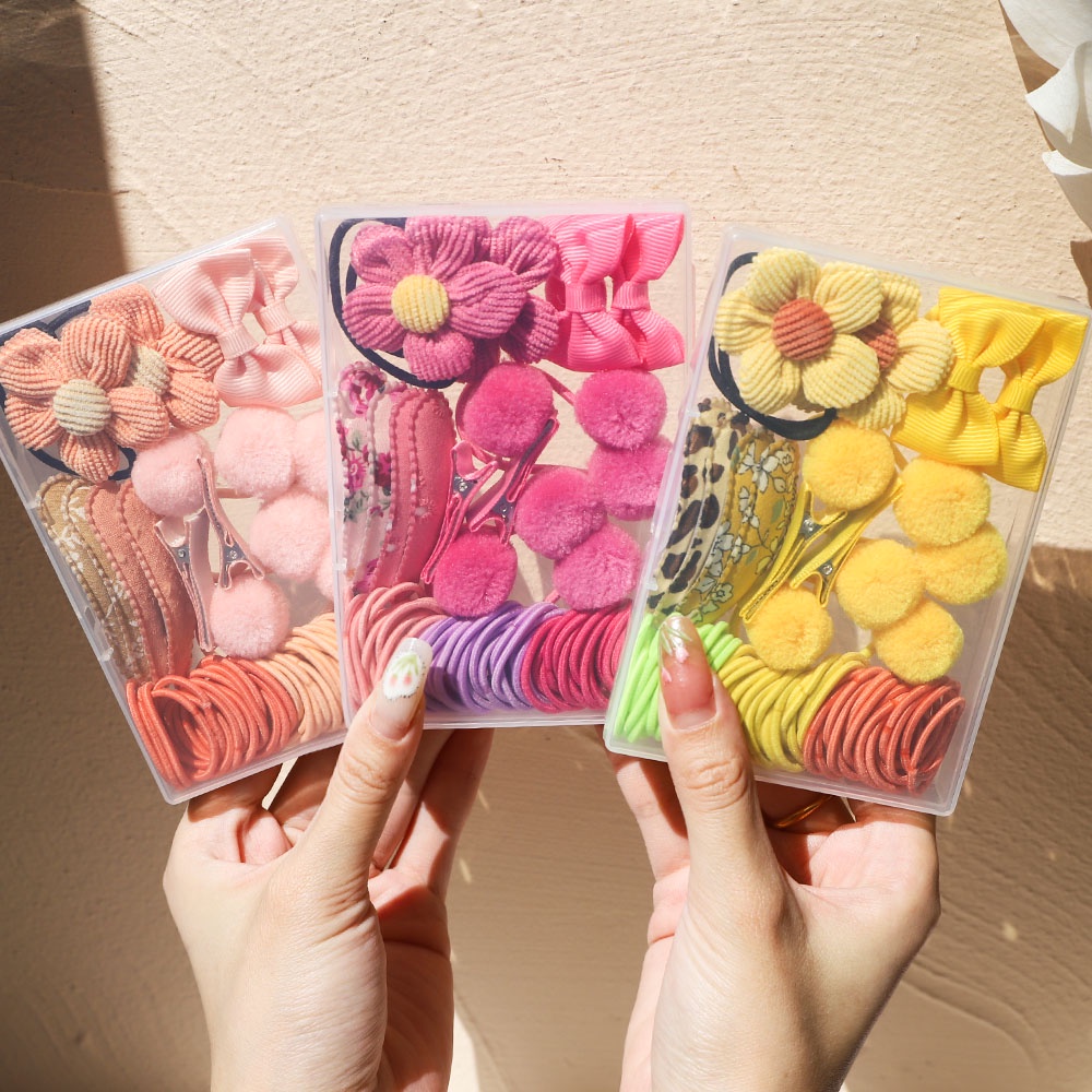 1 Set Cute Hair Accessories Set fot Baby Girls Cute Sweet Bows Elastic