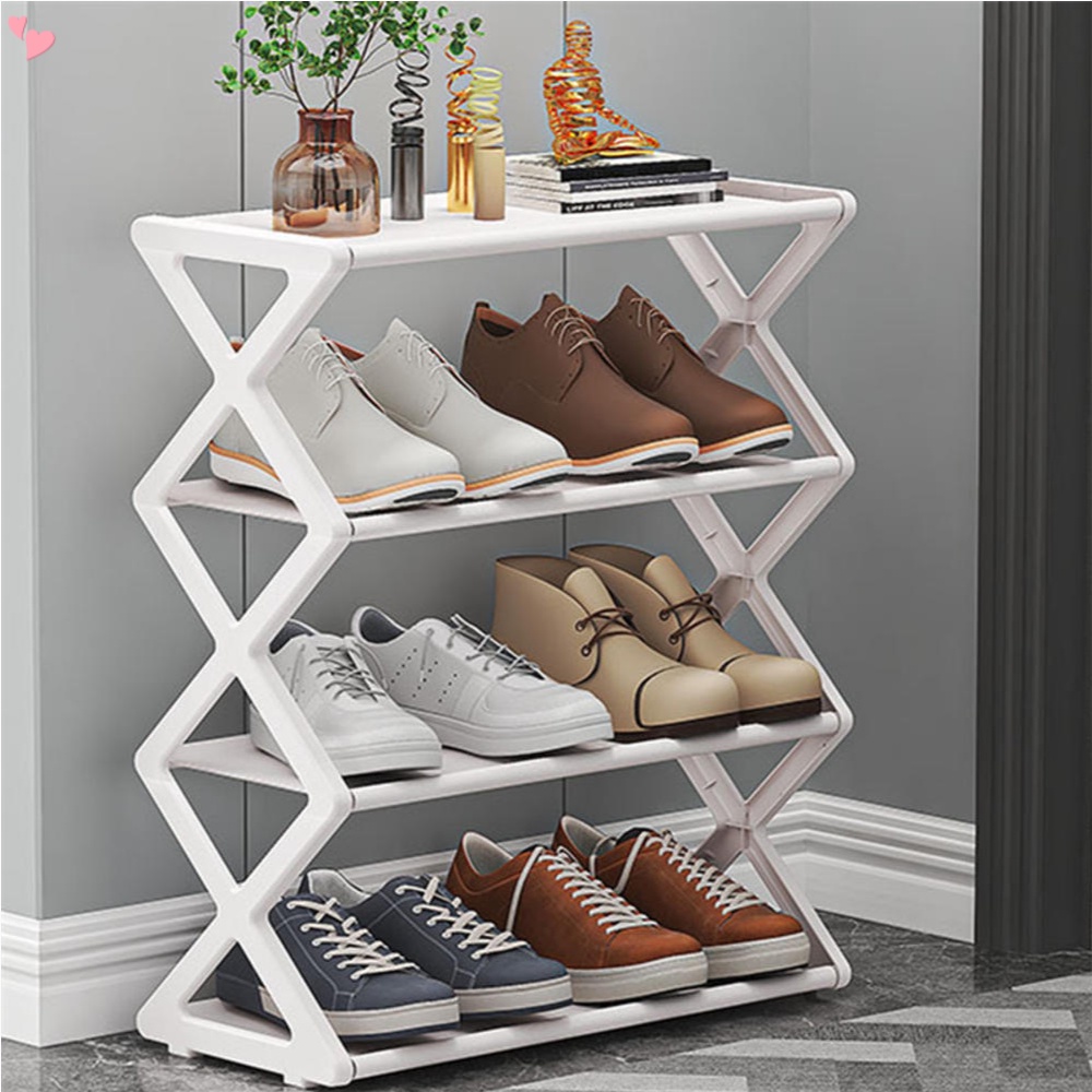 X-Shaped Shoe Rack, with 4 Tier Sturdy Shoe Storage Cabinet, Space ...