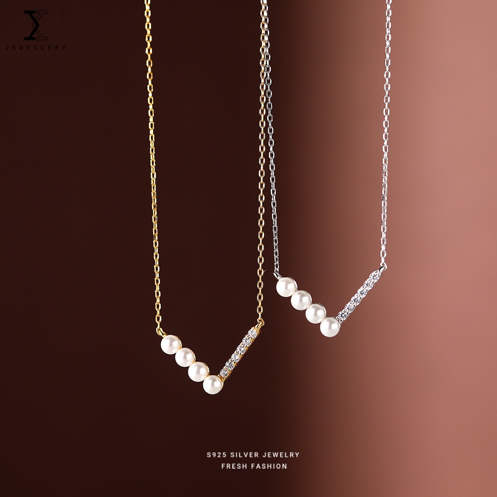 V shaped pearl necklace sales
