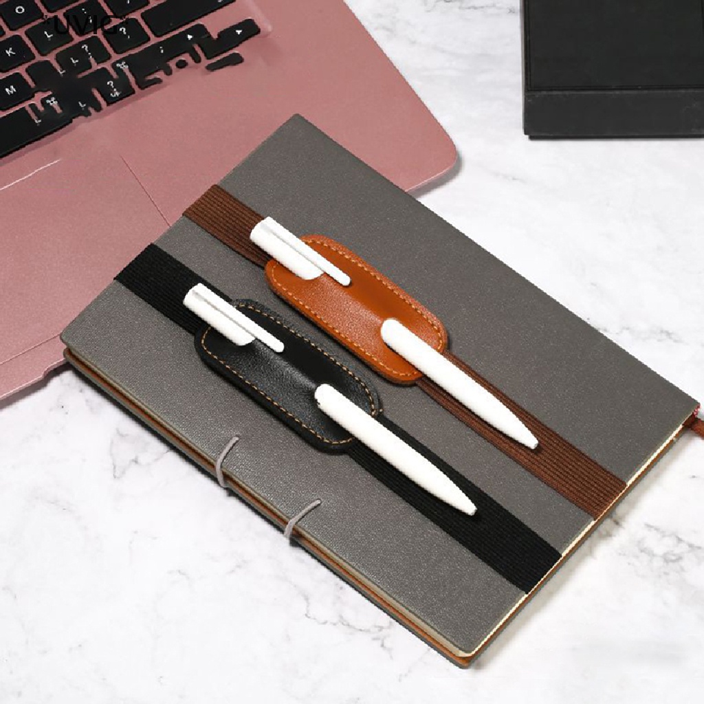 UVIG Adjustable Elastic Band Pen Holder PU Leather Pen Sleeve Pouch
