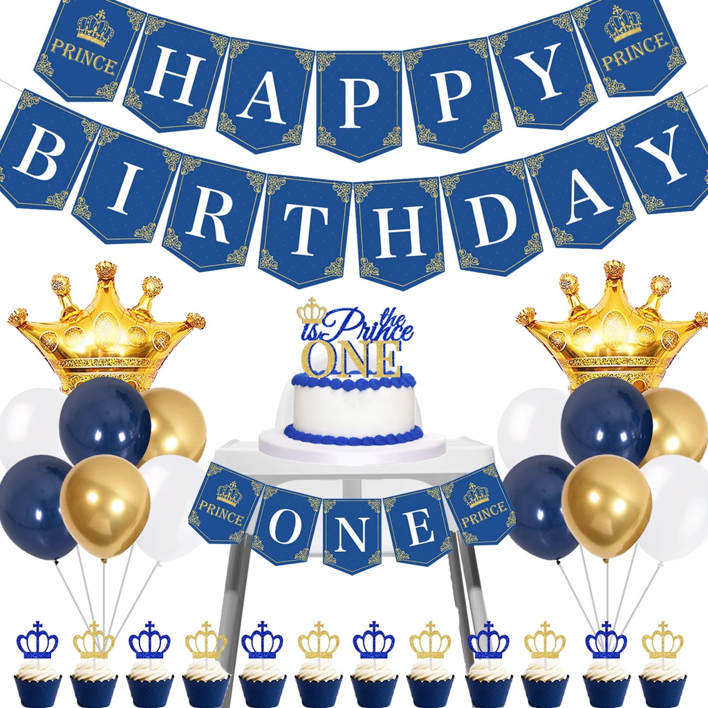 CHEEREVEAL 1st Birthday Party Decoration Baby Boy, First Birthday Blue