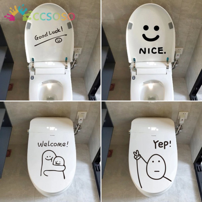 Creative Personality Toilet Stickers Ins Cute Smiley Face Toilet Seat ...