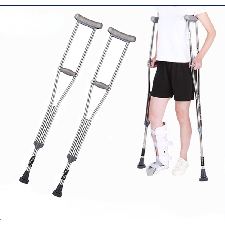 Stainless Steel Spring Shock Adult Crutch Adjustable Pair/Single Crutch