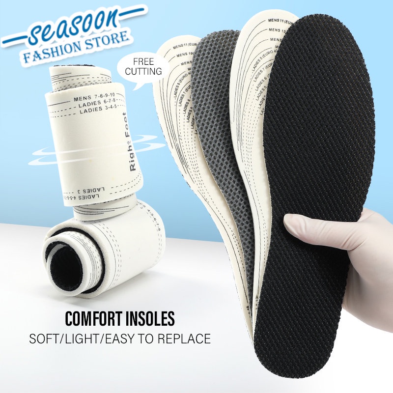 double layer mesh+Latex Shoe Insoles Soft Breathable Free Cut Unisex ...
