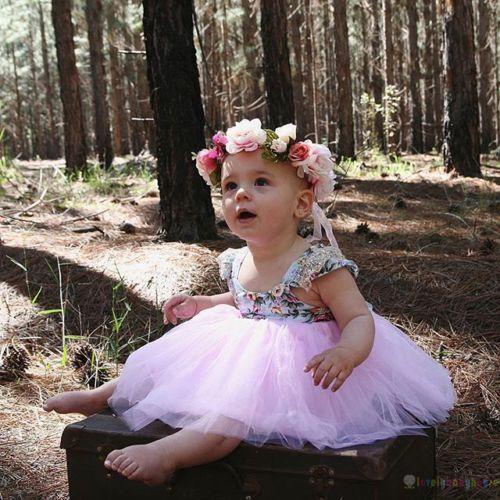 LBHBaby Girls Ball Gown Dresses, Newborn Fly Sleeve Florals Dresses
