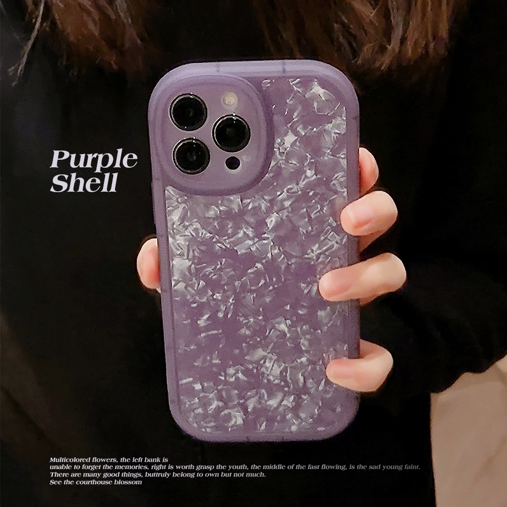 Twinkling iPhone Case Fantasy Shell Pattern Dark Purple for iPhone 15 14 13  12 11 Pro Max Plus mini X XR XS Max Plus SE [Wodeke] Case SJK01122
