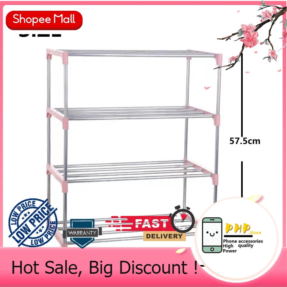 4 Layer Simple Multi 5 Layer Shoe Rack Stainless Steel Easy Assemble Storage Shelf Shoe Cabinet