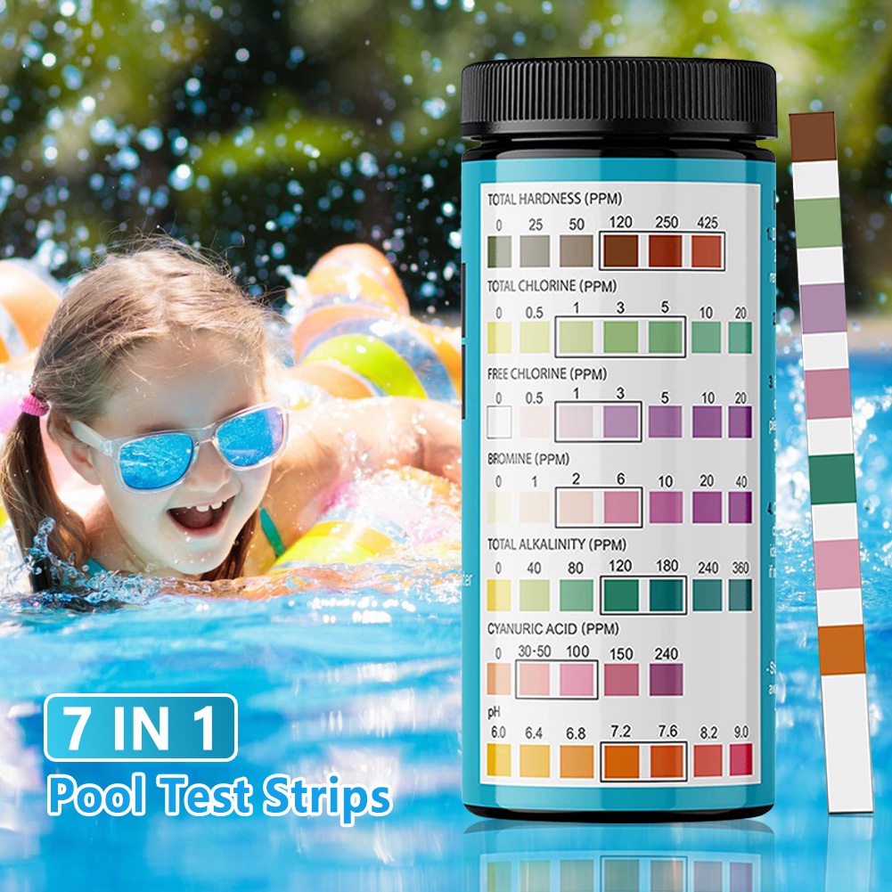 100 Strips Pool Water Test Kit High-Precision Waterproof Tester Paper ...
