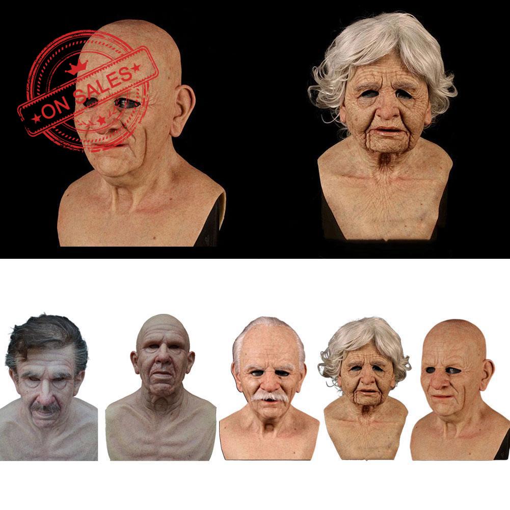 Lydia Latex Old Man Mask Male Disguise Cosplay Costume Halloween Party Realistic Scary Funny