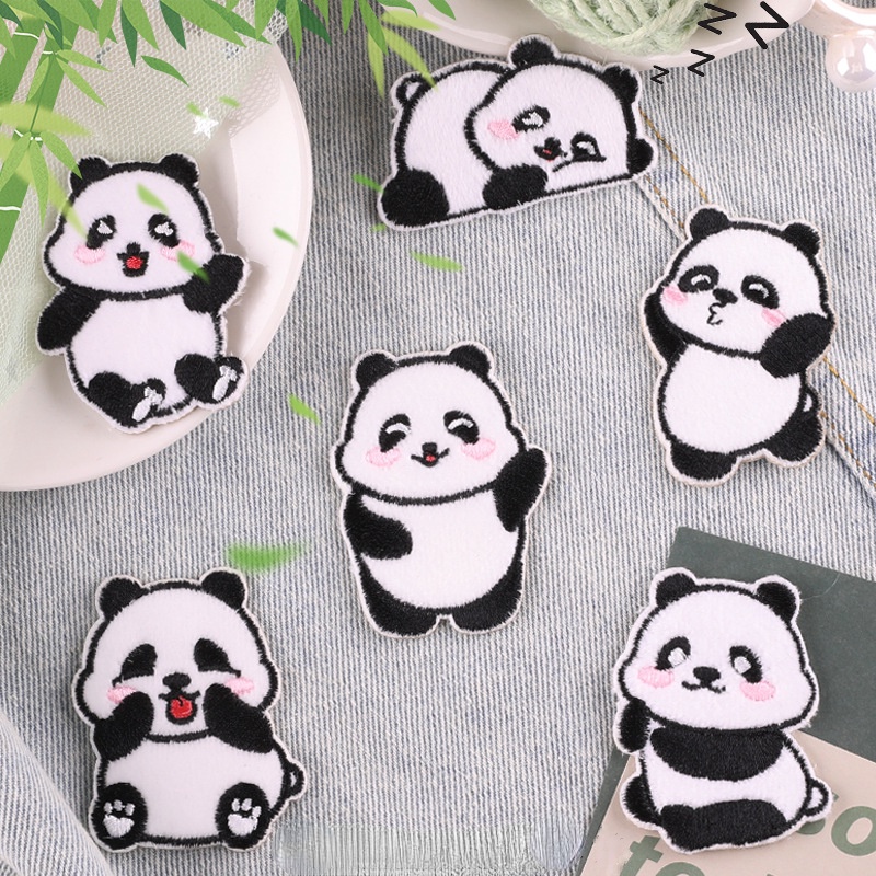 3 Stuks Cartoon Panda Opstrijkbare Patches Applique