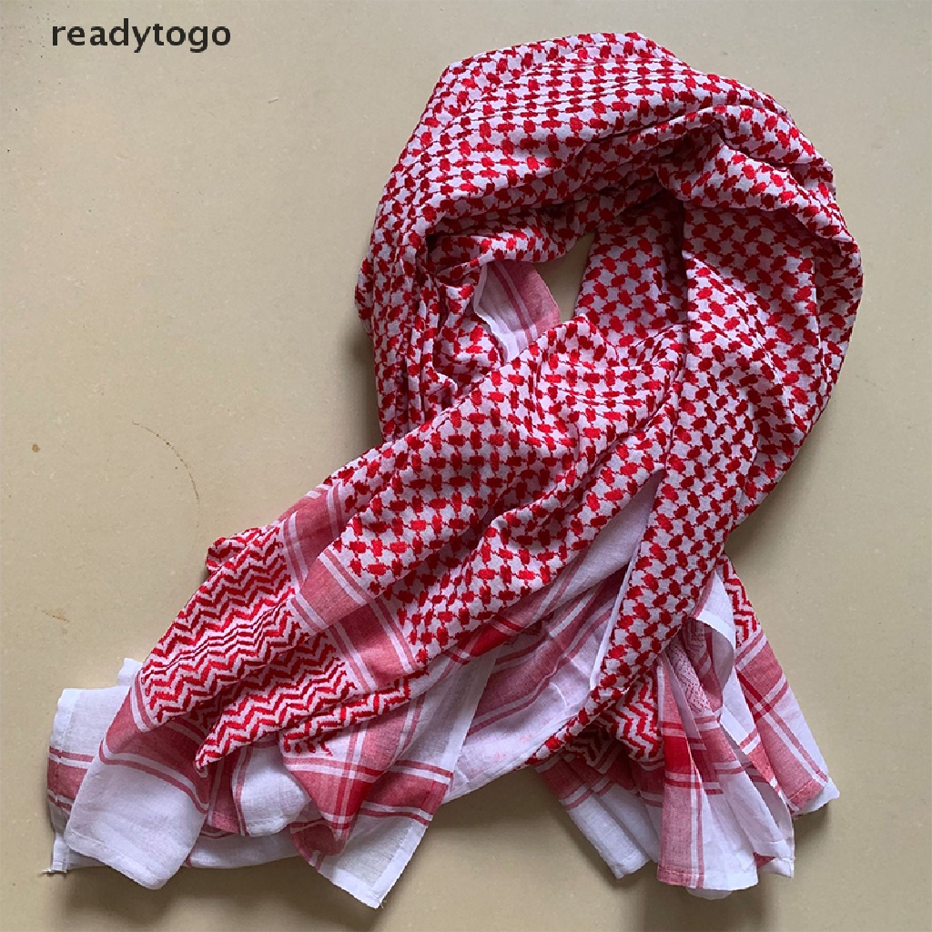 [readytogo] Muslim Men Plaid Print Headscarf Arab Dubai Turban Neck Wrap Arabic Middle East