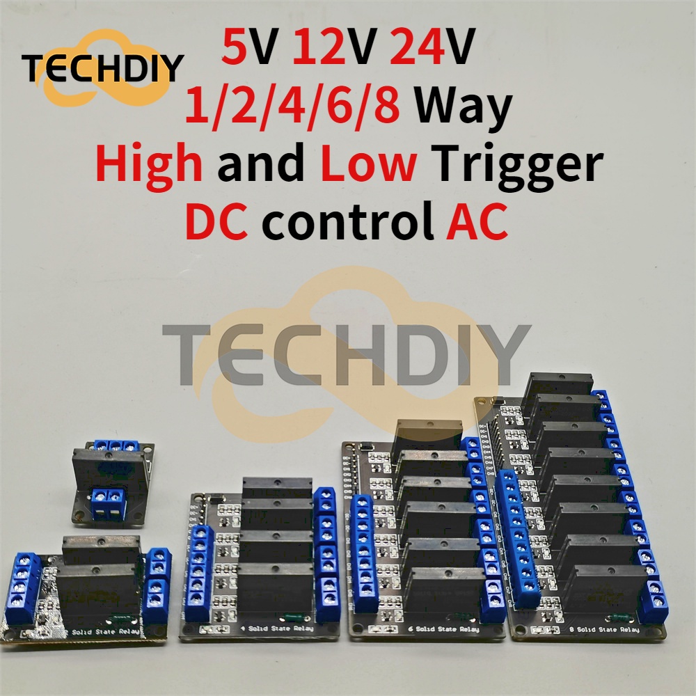 DC control AC black 5V 12V 24V Solid State Relay 5V Module 1 2 4 6 8 ...