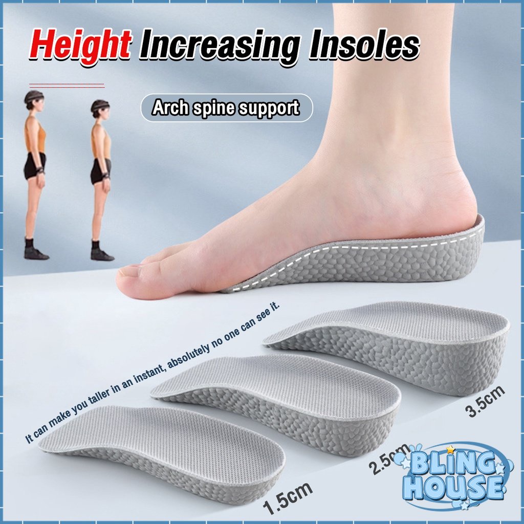 Bling 1.5/2.5/3.5CM Height Increasing Insoles High Elastic Breathable ...