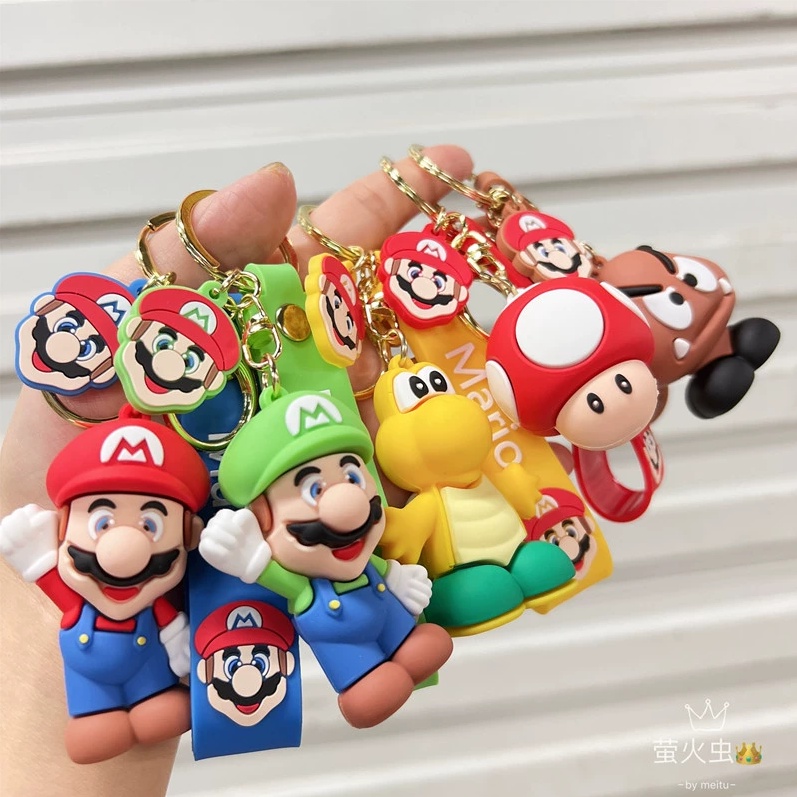 Super Mario Series Keychain Mario Bros Luigi Toad Yoshi Bowser Action ...