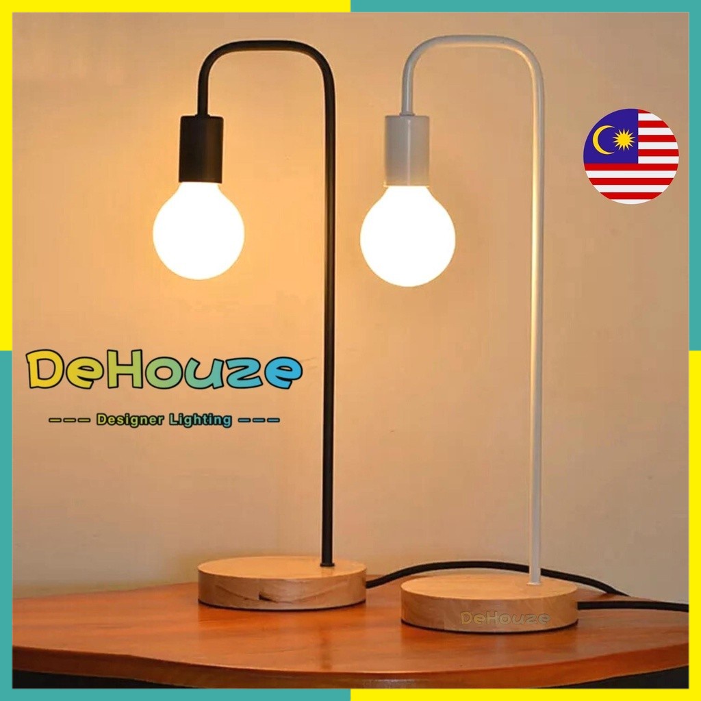 DeHouze Simple Wooden Base Table Lamp / Home Decoration Reading Room ...