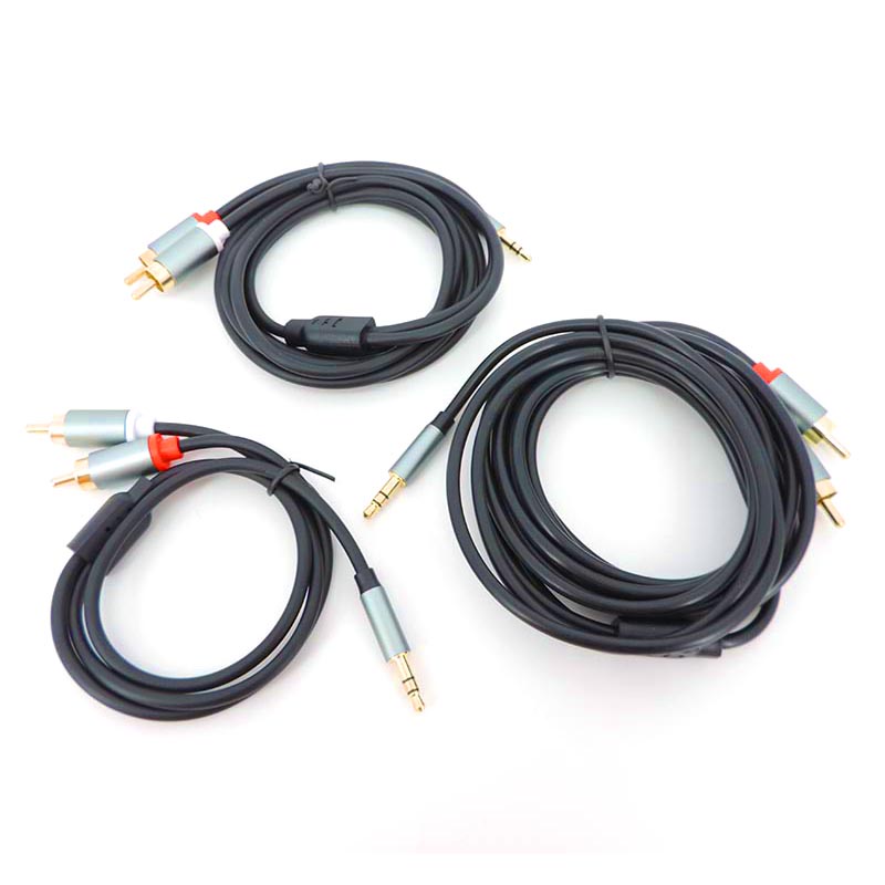 3.5mm Male To 2 RCA Stereo Audio Cable - 3 Meters, Gold Plated, For PC, Laptop, TV, Home Audio