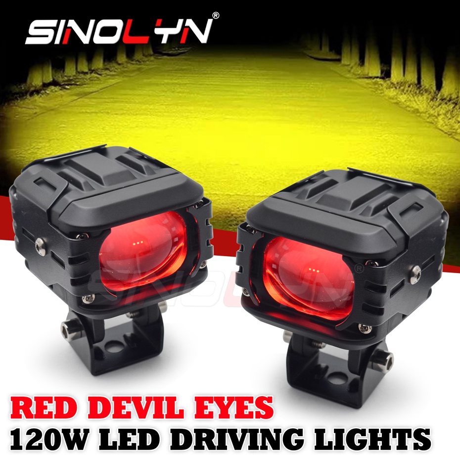 120W Mini Driving Light Work Light Bar Spot Pod Auxiliary lights Red