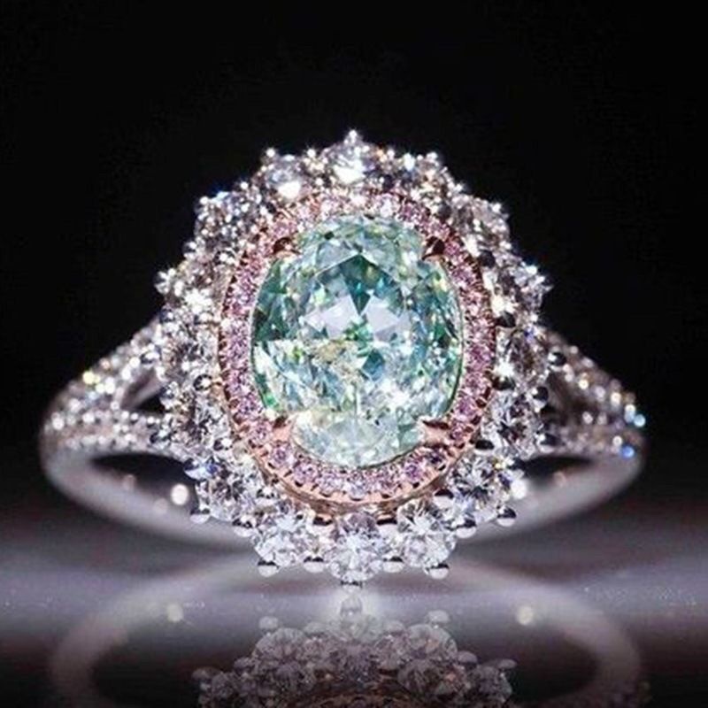 Influencer Same Style Silver Color Gemstone Color Crystal Closed Ring ...