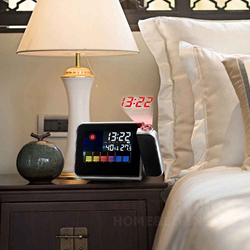 LCD Digital LED Projector Projection Weather Station Calendar Snooze ...