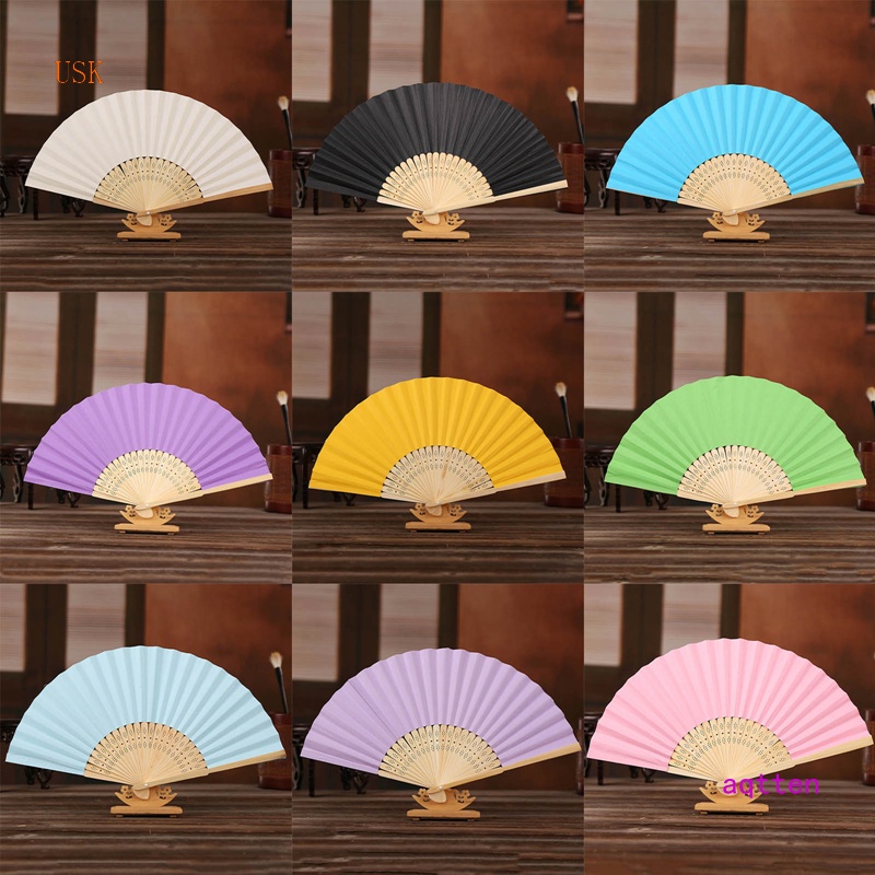 USK Handmade Paper Folding Fans,kids diy fans for crafts,Hand Fans for