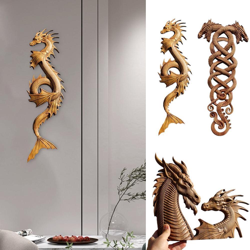 【Hot Style】 Dragon Wood Carving Ornaments/ Wooden Dragon Wall Art