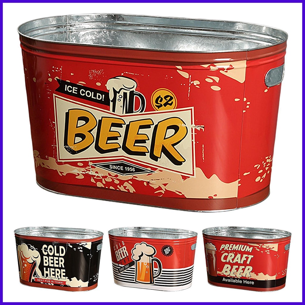 Iron Ice Bucket Portable Beer Bucket Ice Pails with Handle Sturdy Iron