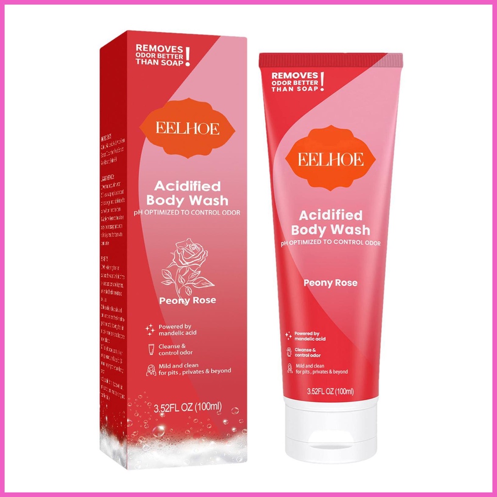 Acidified Body Wash 100ml Peony Rose Gentle Exfoliation Organic